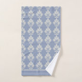 Slate Gray Elegant Leaf Pattern Badhandtuch Set (Handtuch)
