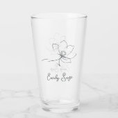 Slate Gray Floral Line Art Minimalist Zen Glas (Rückseite)