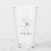 Slate Gray Floral Line Art Minimalist Zen Glas (Vorderseite)