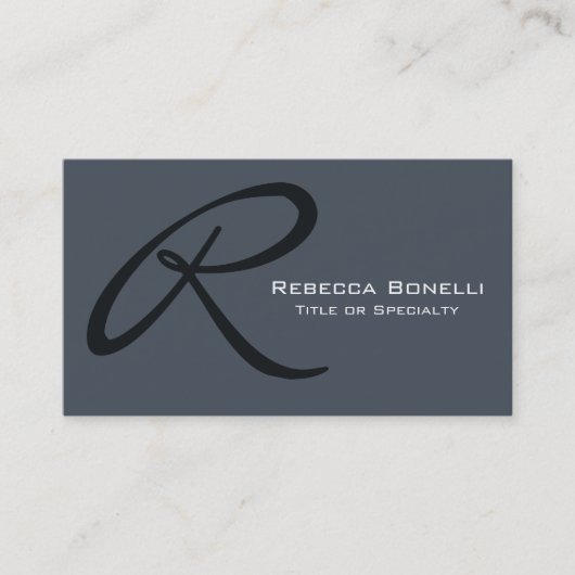 Slate Gray Monogram Consultant Business Card Visitenkarte (Vorderseite)