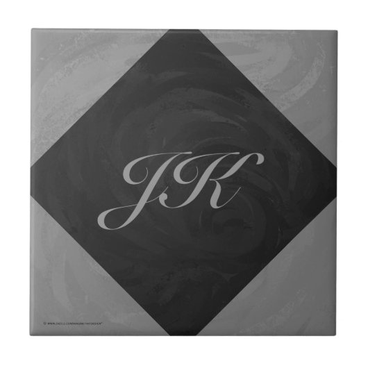 Slate Gray Monogram Fliese (Vorderseite)