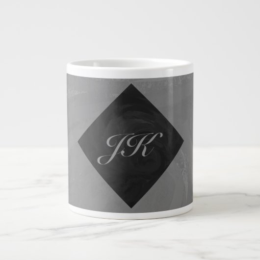 Slate Gray Monogram Jumbo-Tasse (Vorderseite)