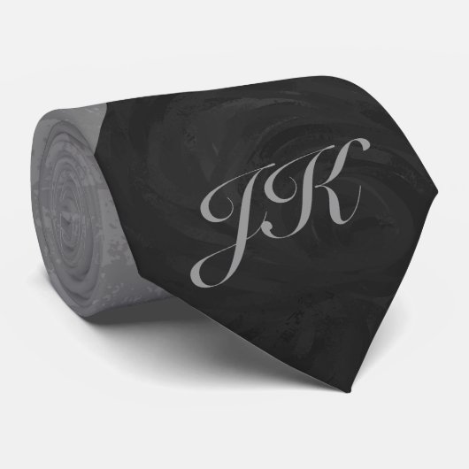 Slate Gray Monogram Krawatte (Gerollt)