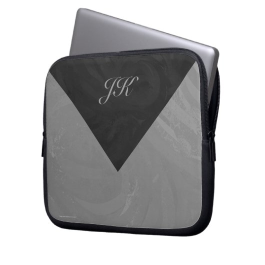 Slate Gray Monogram Laptopschutzhülle (Vorderseite Links)