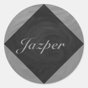 Slate Gray Monogram Runder Aufkleber