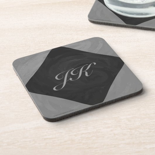 Slate Gray Monogram Untersetzer (Linke Seite)