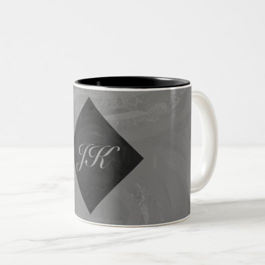 Slate Gray Monogram Zweifarbige Tasse (VorderseiteRechts)