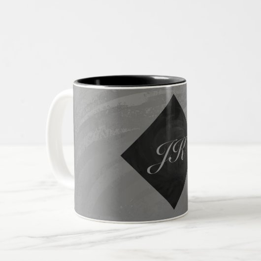 Slate Gray Monogram Zweifarbige Tasse (Vorderseite Links)