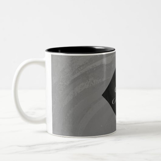 Slate Gray Monogram Zweifarbige Tasse (Links)