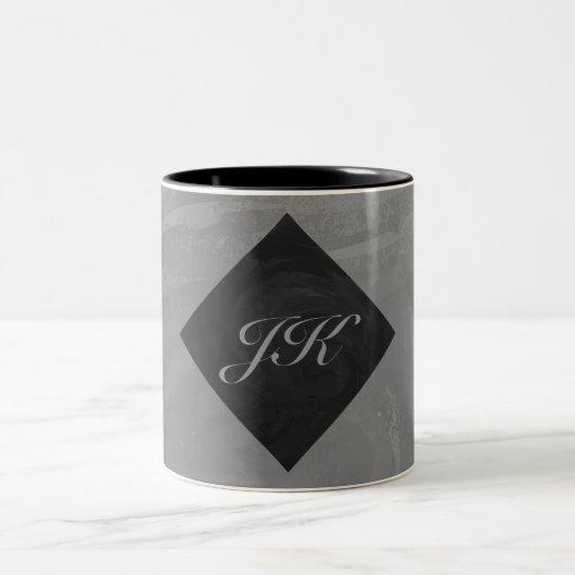 Slate Gray Monogram Zweifarbige Tasse (Mittel)