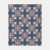 Slate Gray Orange Plus Square Grid Mosaik Muster Fleecedecke (Vorderseite)