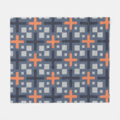 Slate Gray Orange Plus Square Grid Mosaik Muster Fleecedecke (Vorderseite (Horizontal))