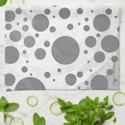 Slate Gray Polka Dot Pattern Geschirrtuch (Gefaltet)