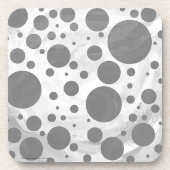 Slate Gray Polka Dot Pattern Getränkeuntersetzer (Vorderseite)