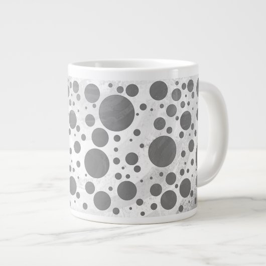 Slate Gray Polka Dot Pattern Jumbo-Tasse (Vorderseite Rechts)