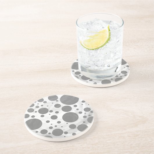 Slate Gray Polka Dot Pattern Sandstein Untersetzer (Seite)