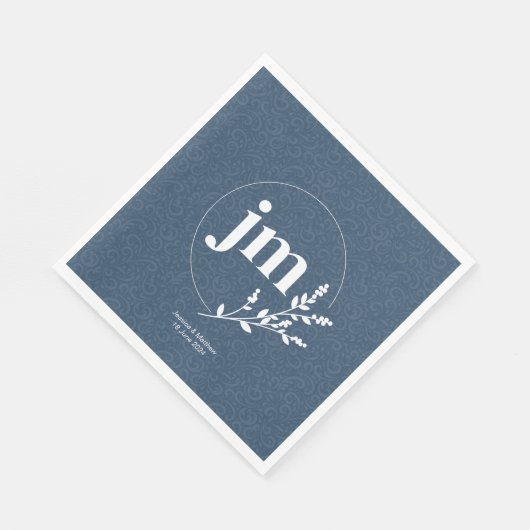 Slate Gray Rustic Chic Wedding Serviette (Ecke)