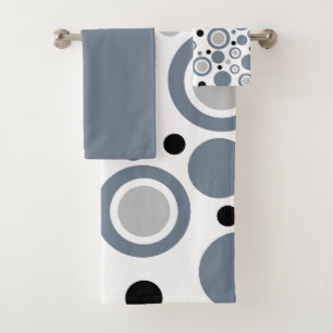 Slate Gray Silver White Black Geometric Badhandtuch Set
