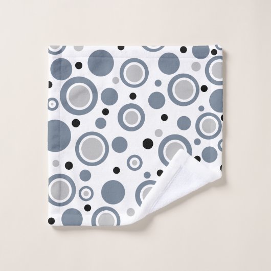 Slate Gray Silver White Black Geometric Badhandtuch Set (Waschlappen)