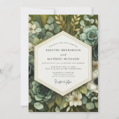 Slate Green Botanical Opulence Wedding Einladung (Vorderseite)