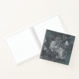 Slate Grün Vintage Blumen Stilleben Stylisch Notizblock