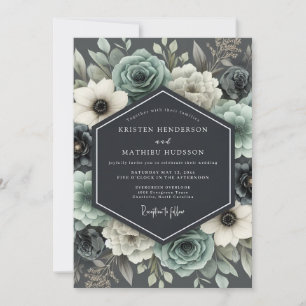Slate & Ivory Moody Floral Hochzeit Einladung