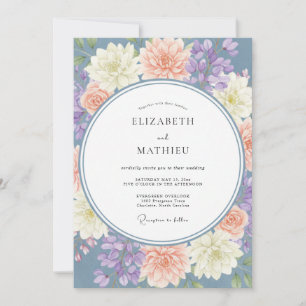 Slate-Lavendel-Dahlien-Hochzeit Einladung