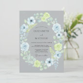 Slate-Limonen-Kranz-Hochzeit Einladung (Stehend Vorderseite)