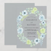 Slate-Limonen-Kranz-Hochzeit Einladung (Vorne/Hinten)