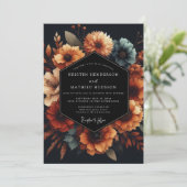 Slate Marigold Autumnal Wedding Einladung (Stehend Vorderseite)