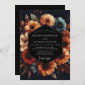 Slate Marigold Autumnal Wedding Einladung (Vorne/Hinten)