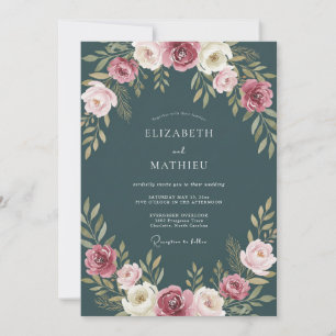 Slate-Mauve-Ranunculus-Eukalyptus-Hochzeit Einladung
