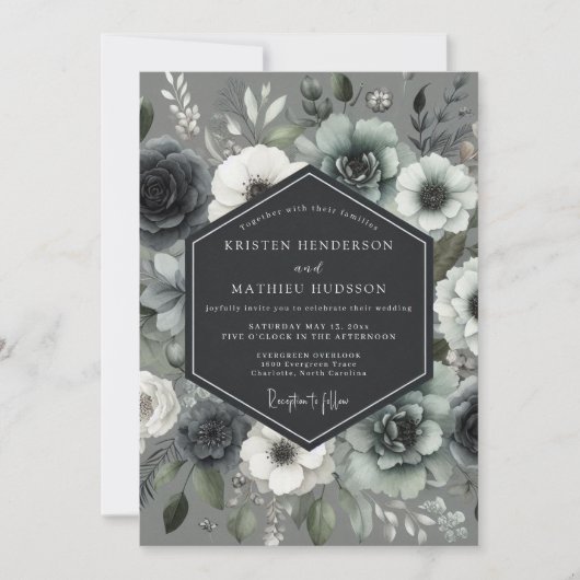 Slate Mondblüten-Hochzeit Einladung (Vorderseite)