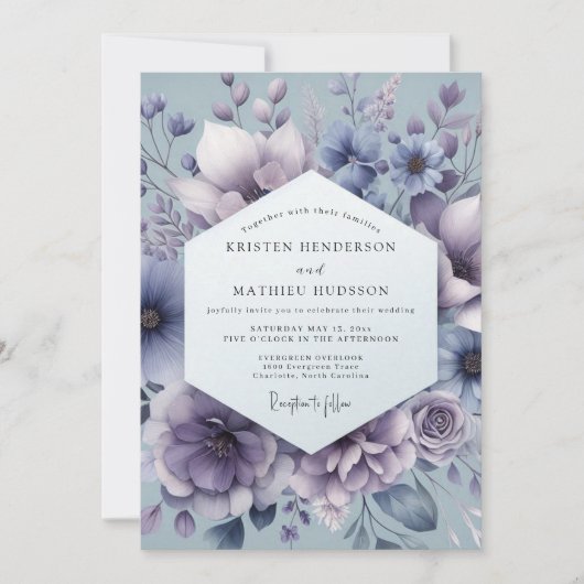 Slate Mystic Bloom Hochzeit Einladung (Vorderseite)