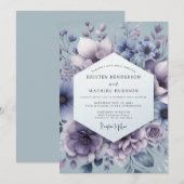 Slate Mystic Bloom Hochzeit Einladung (Vorne/Hinten)