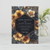 Slate Ochre Baroque Wedding Einladung (Stehend Vorderseite)