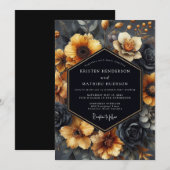 Slate Ochre Baroque Wedding Einladung (Vorne/Hinten)