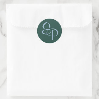 Slate on Forest Script Monogram Umschlag Aufkleber