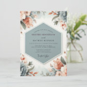 Slate Peach Painterly Wedding Einladung (Stehend Vorderseite)