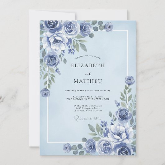 Slate Petal Hochzeit Einladung (Vorderseite)