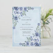 Slate Petal Hochzeit Einladung (Stehend Vorderseite)