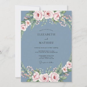 Slate Petal Pink Petal Hochzeit Einladung