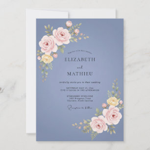 Slate Pink Bloom Hochzeit Einladung