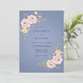 Slate Pink Bloom Hochzeit Einladung (Stehend Vorderseite)