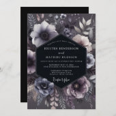 Slate Purple Floral Moody Wedding Einladung (Vorne/Hinten)