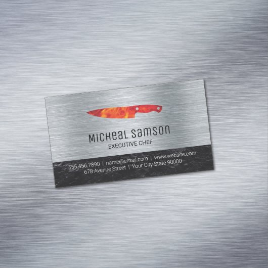 Slate Rock Fire Knife | | Metallic Magnetische Visitenkarte (Beispiel)