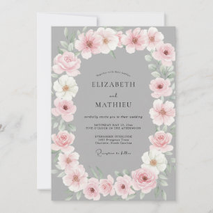 Slate Rose Blush Ranunculus Eukalyptus Hochzeit Einladung