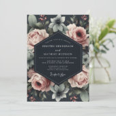 Slate Rose Dramatic Wedding Einladung (Stehend Vorderseite)