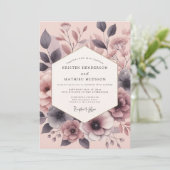Slate Rose Painterly Bloom Wedding Einladung (Stehend Vorderseite)