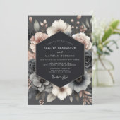 Slate Rose Somber Bloom Wedding Einladung (Stehend Vorderseite)